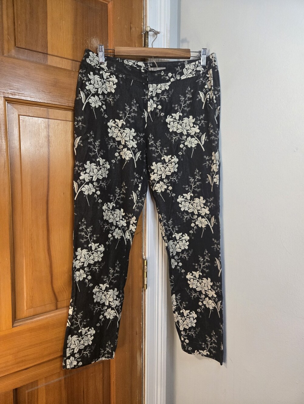 Floral Silk Blend Women's Ankle Pants